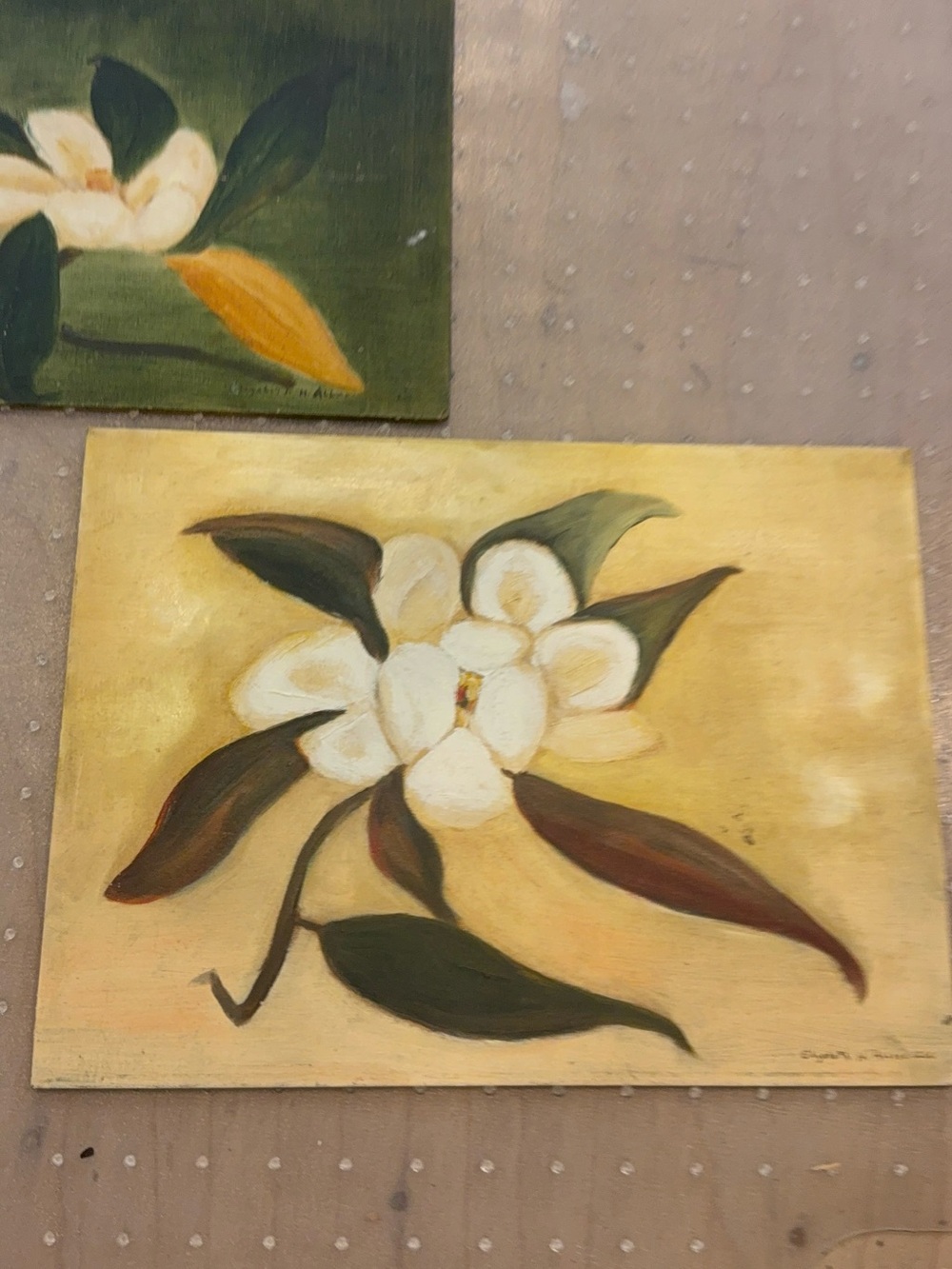 Floral Magnolia Wall Art Print in Cream and Green